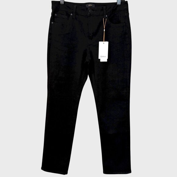 Quince Bella Stretch Straight Denim Jeans Black Women's 30 Organic Cotton New - Picture 1 of 14